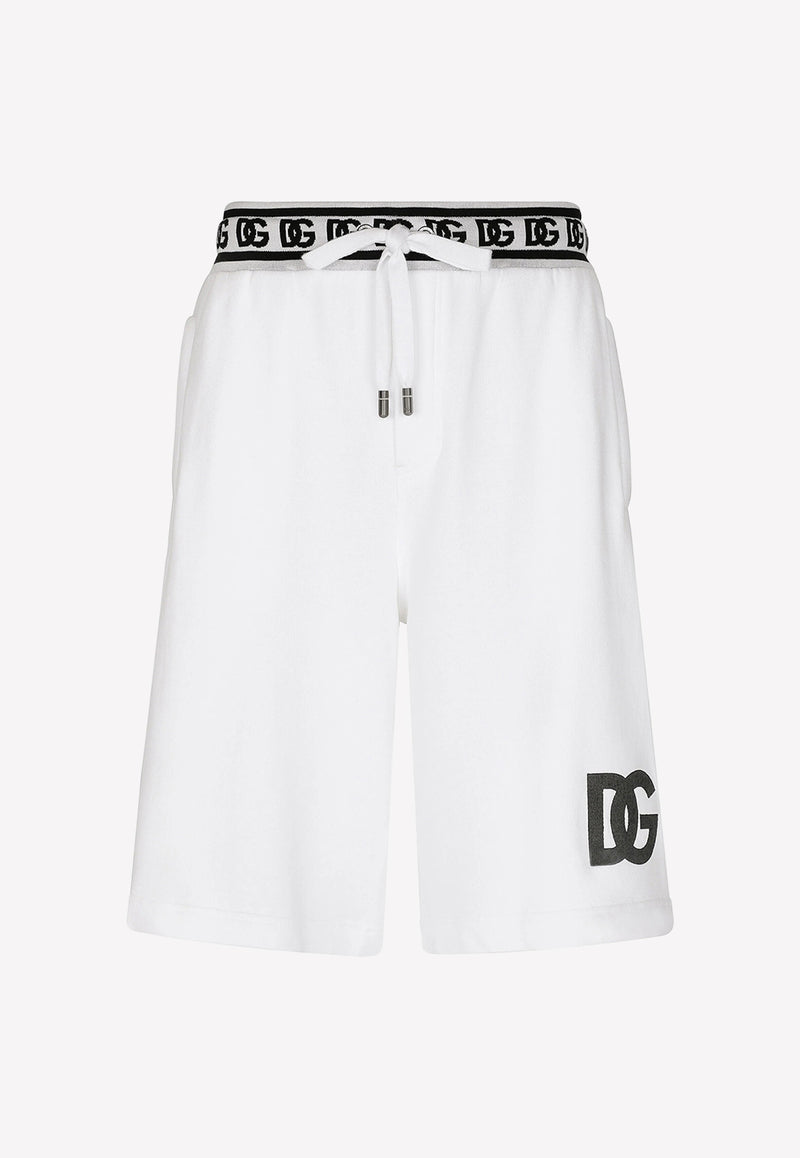 Dolce & Gabbana DG Logo Embroidery Track Shorts GVUBHZ FU7DU W0800 White