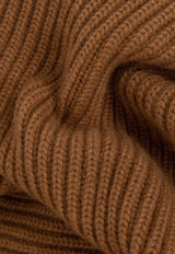 Dolce & Gabbana Logo Knitted Cashmere Scarf Brown GXK64T JAWK0 M0124