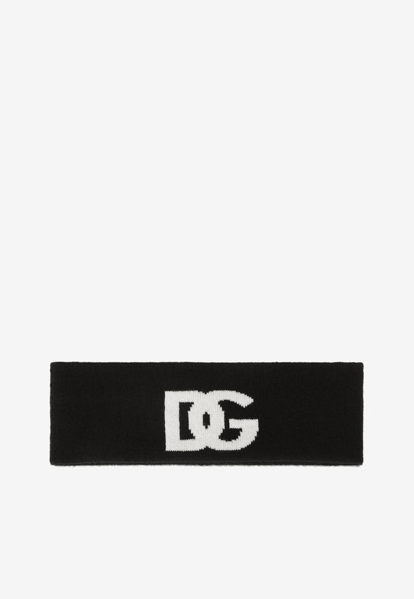 Dolce & Gabbana DG Logo Cashmere Headband Black GXM10T JAWQ7 S9000