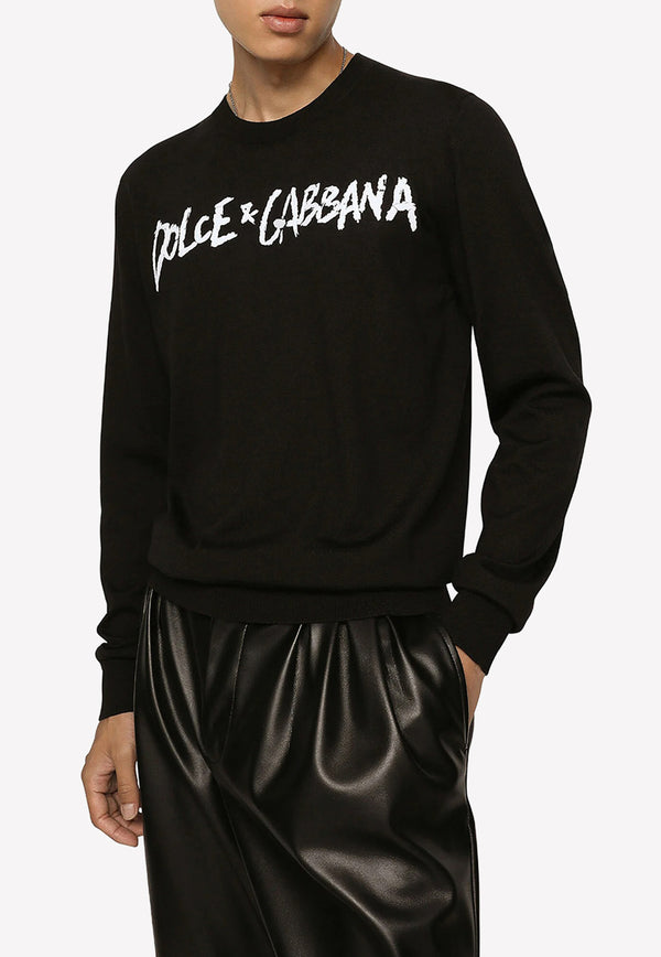 Dolce & Gabbana Logo Print Wool Sweater GXN46Z JCVB2 N0000 Black