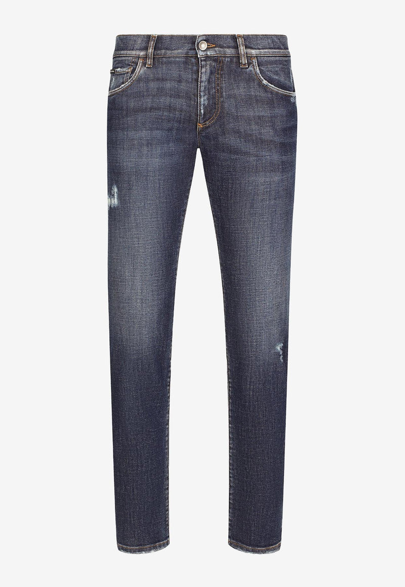 Dolce & Gabbana Skinny Jeans with Abrasions Blue GY07LD G8FR9 S9001