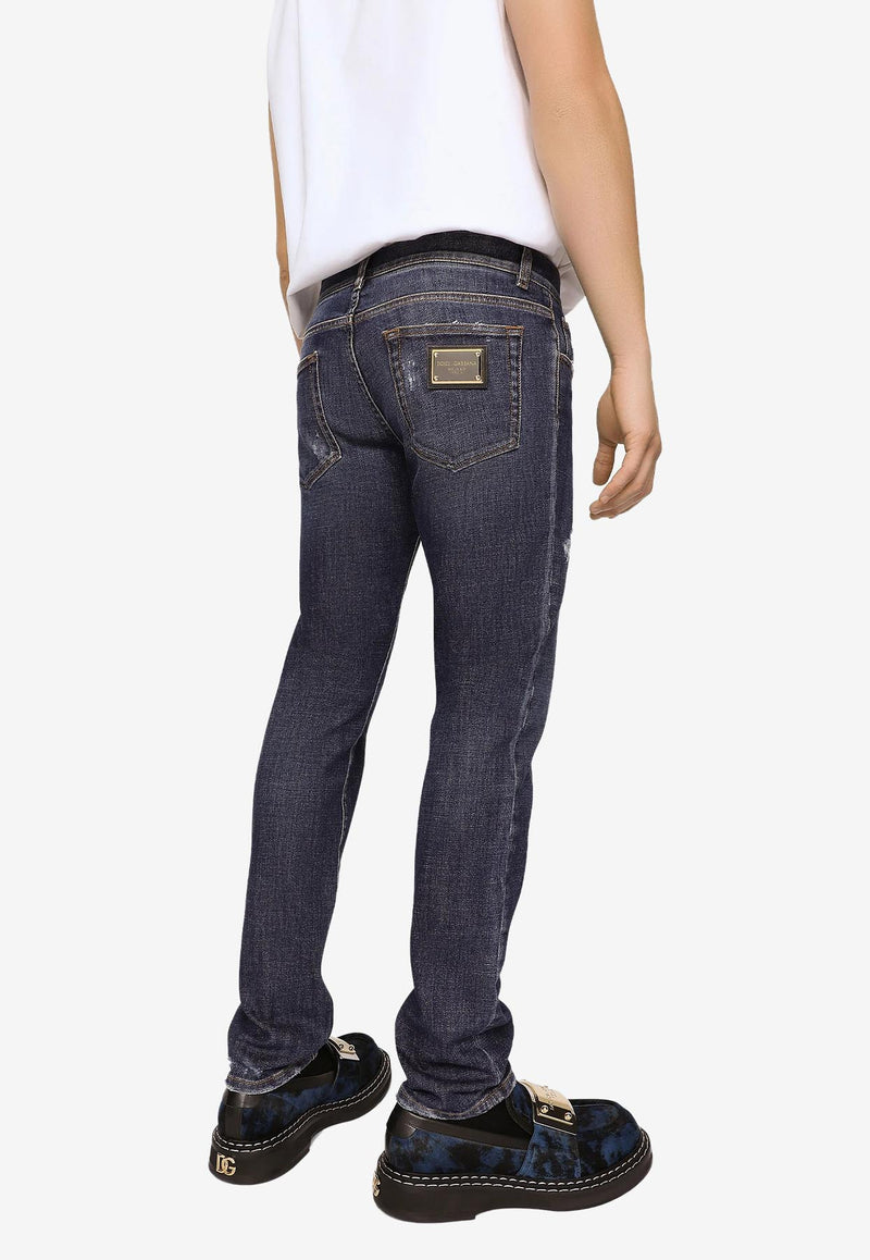 Dolce & Gabbana Skinny Jeans with Abrasions Blue GY07LD G8FR9 S9001