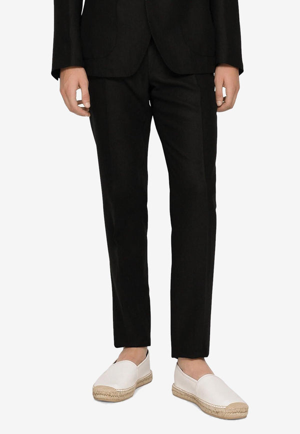 Dolce & Gabbana Linen Tailored Pants Black GY6IET FU4LF N0000