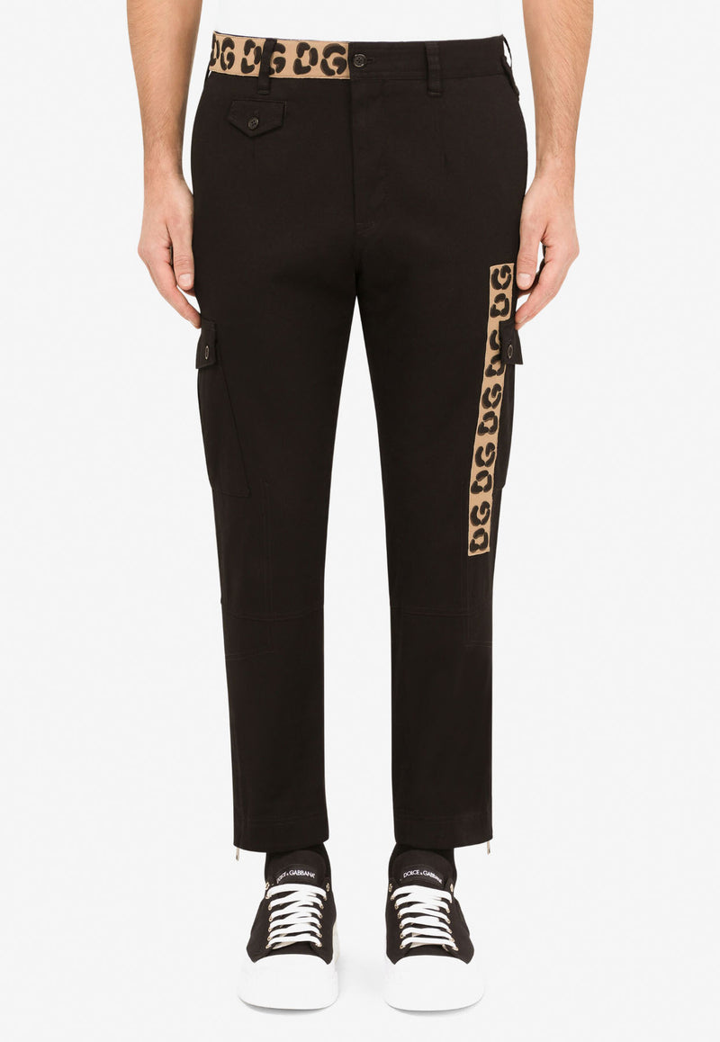 Dolce & Gabbana DG Patch Cotton Cargo Pants Black GYA8EZ FUFJU N0000