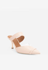 Malone Souliers Halina 70 Mules in Leather HALINA 70-1 ALMOND/CLEAR