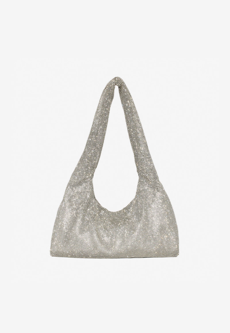 Kara Crystal Mesh Shoulder Bag White HB276-1305WHITE