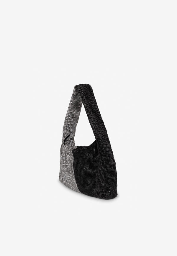 Kara Crystal Mesh Shoulder Bag Monochrome HB320G-9035BLACK/WHITE