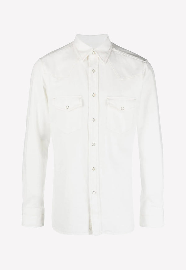 Tom Ford Long-Sleeved Denim Shirt HDS001-FMC032S23 AW301 White