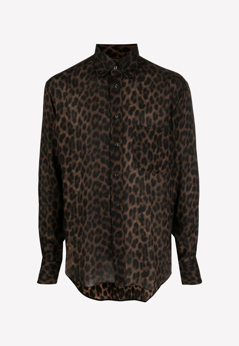 Tom Ford Leopard Print Silk Shirt HRO001-FMS001S23 ZBRLB Multicolor