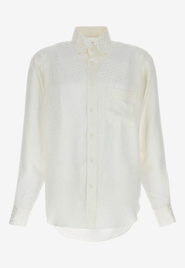 Tom Ford Animal Print Silk Shirt HRO001-FMS015S23 AW002 White