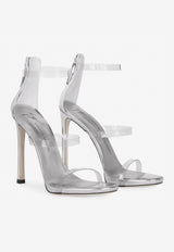 Giuseppe Zanotti Harmony Plexi 120 Sandals in Reflective Leather Silver I100033001