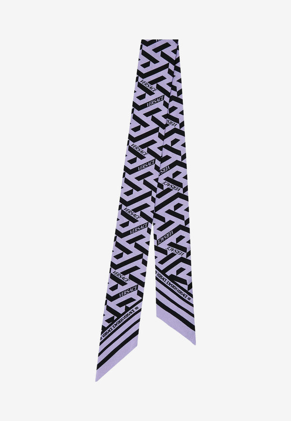 Versace La Greca Silk Twill Scarf Tie Lilac IBA0005 1A03002 5L160