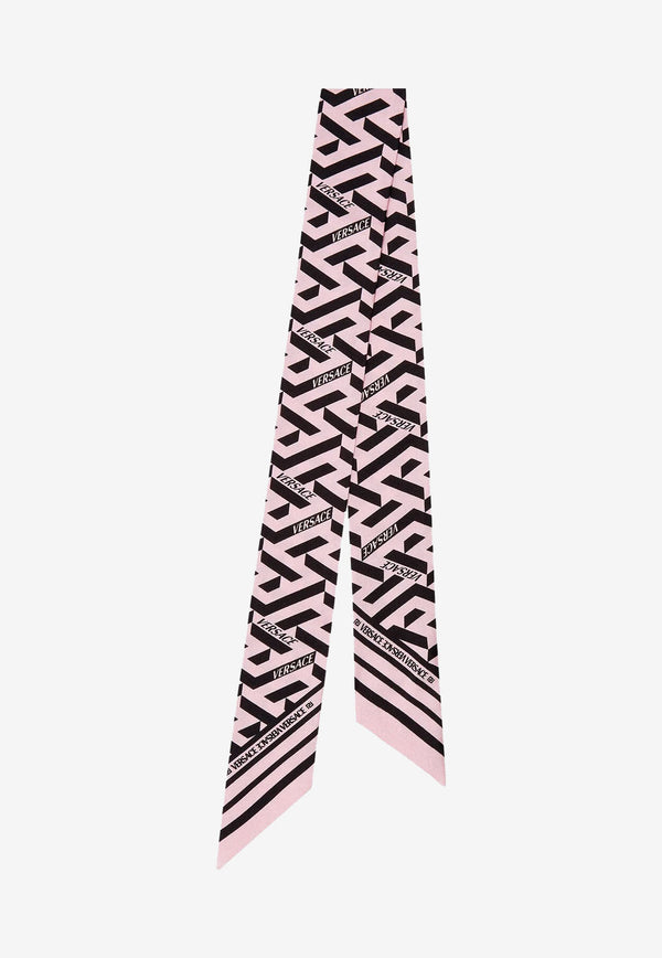Versace La Greca Silk Twill Scarf Tie Pink IBA0005 1A03002 5P210