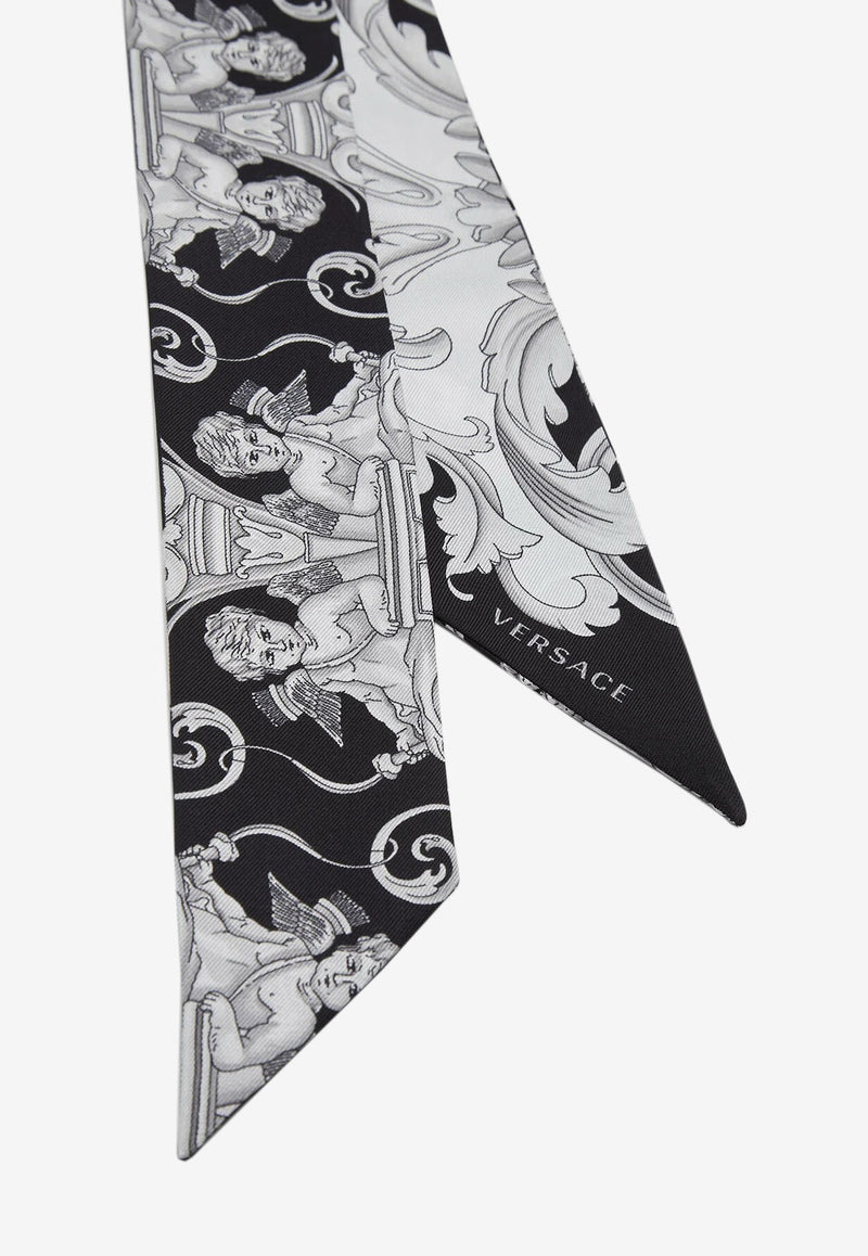 Versace Silver Baroque Silk Scarf Tie Monochrome IBA0005 1A04532 5B040