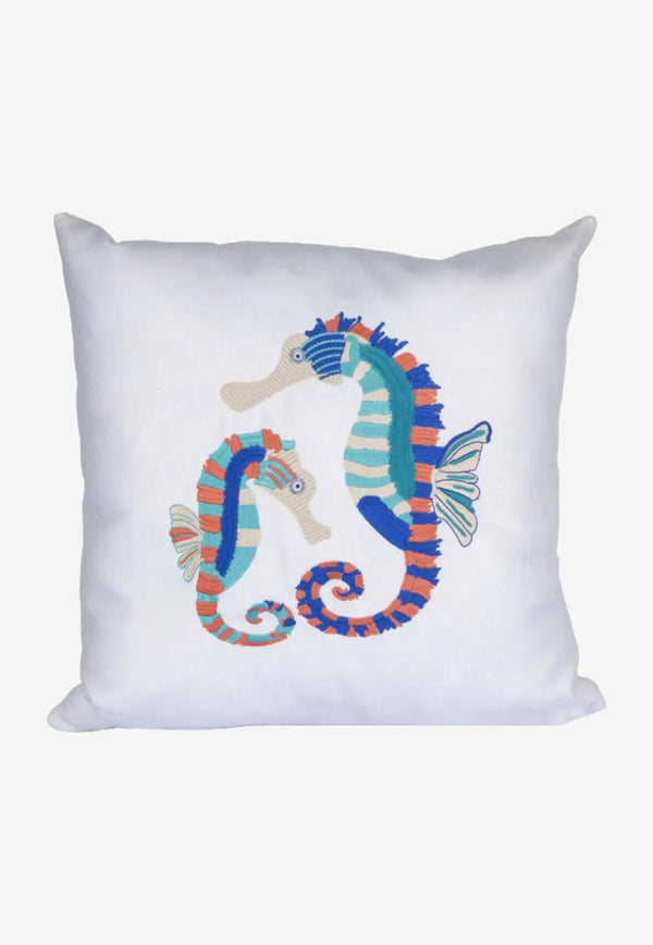 Stitch Jo Embroidered Seahorse Cushion White OB8006CS
