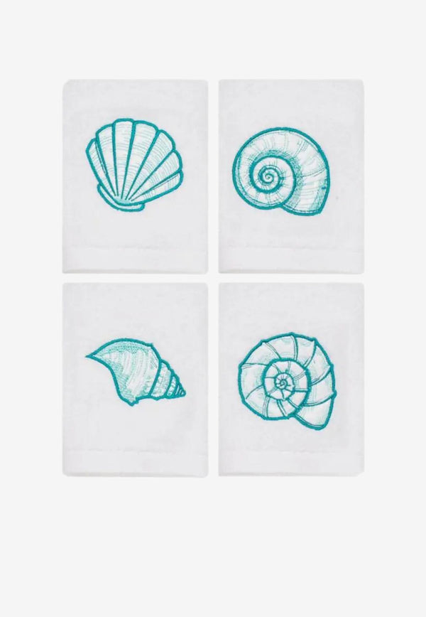 Stitch Jo Shells & More Hand Towels - Set of 4 Turquoise OB8007ST