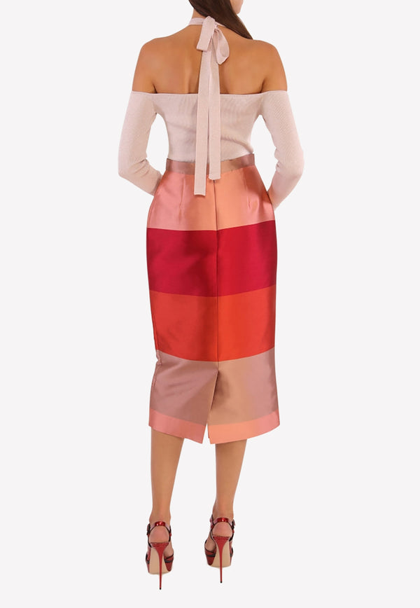 Bibhu Mohapatra Colorblock Sheath Midi Skirt BM21-05-1711 Red