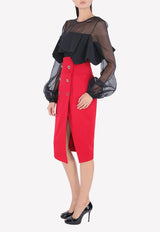 Alexandre Vauthier Double-Breasted Front Slit Pencil Skirt SK704 0301-CRI Red