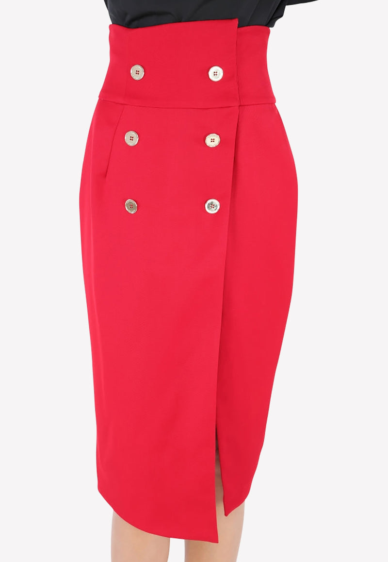 Alexandre Vauthier Double-Breasted Front Slit Pencil Skirt SK704 0301-CRI Red