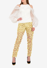 Irene Luft Yellow Enchanted 3D Floral Pants SSD17-PA07-YELLOW