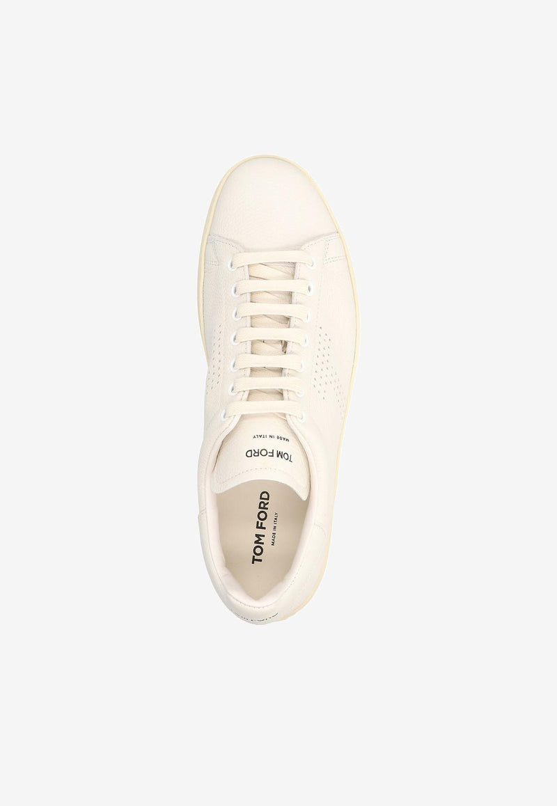 Tom Ford Logo Low-Top Leather Sneakers J1045-LCL045L 3WW06 White