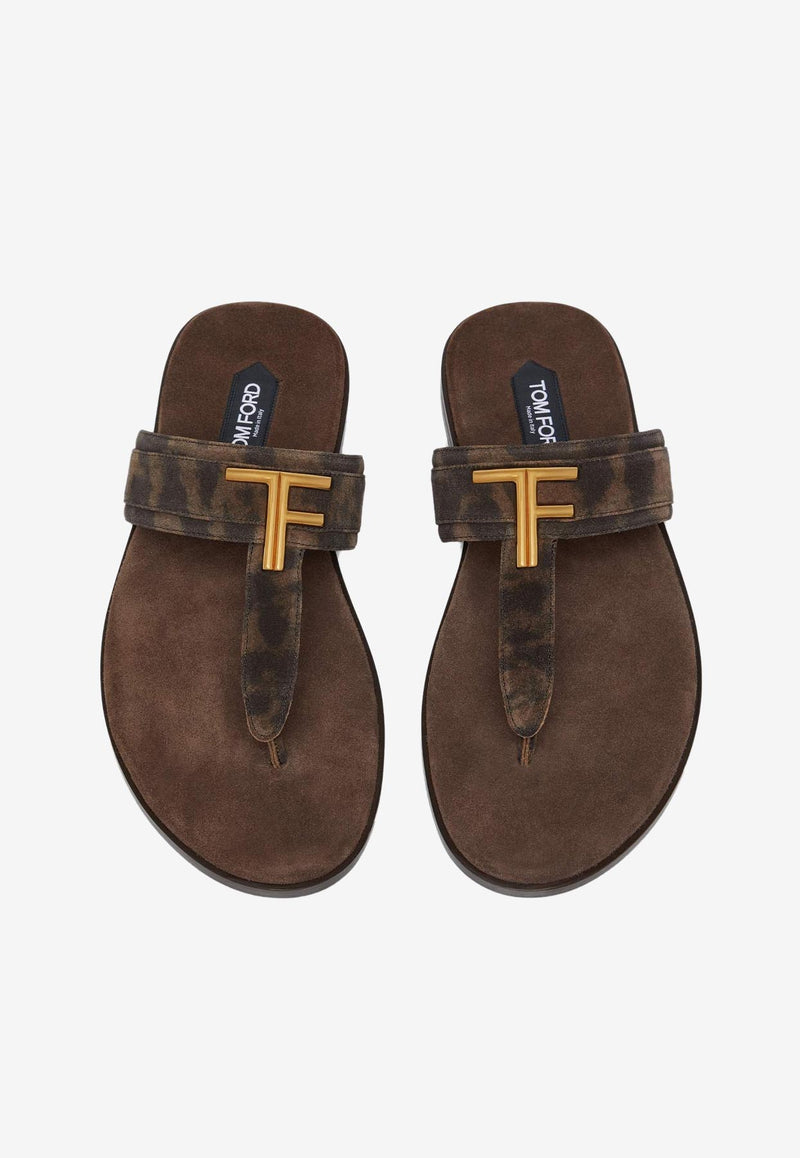 Brighton TF Logo Suede Sandals – THAHAB KW