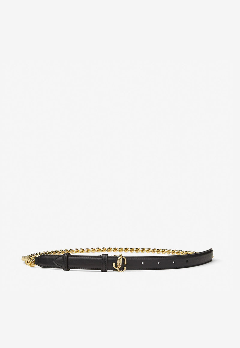 Jimmy Choo JC-Chain Calf Leather Belt Black JC-CHAIN HUT BLACK/LIGHT GOLD