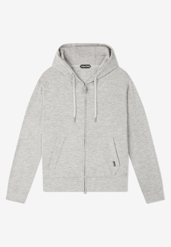 Tom Ford Zip-Up Cashmere Hooded Sweatshirt Gray JDL005-JMK002S23 IG030