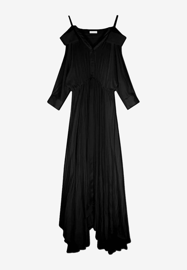 Jonathan Simkhai Kiari Off-Shoulder Midi Dress in Satin Black