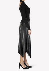 Jayla Pleated Asymmetrical Midi Skirt in Vegan Leather