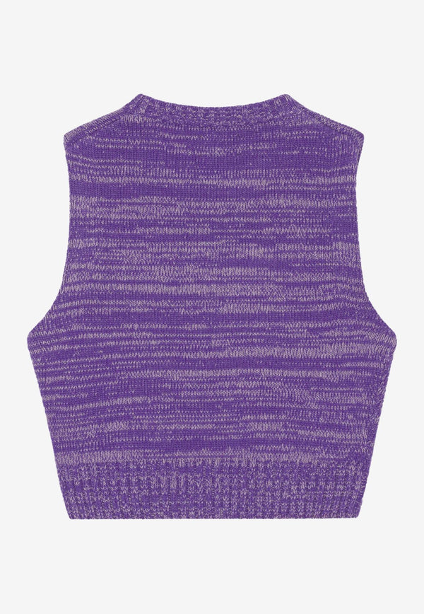 GANNI Logo Cropped Sweater Vest Purple