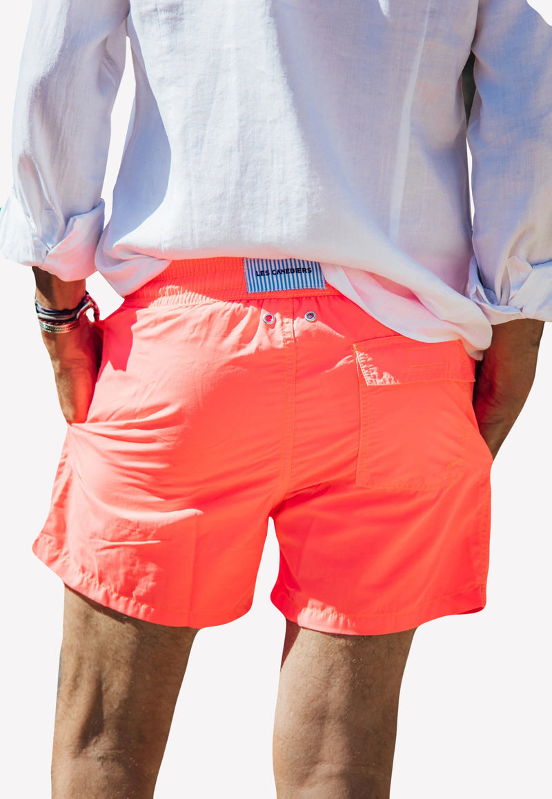 Les Canebiers Kuwait Embroidered Swim Shorts Orange Kuwait-Orange
