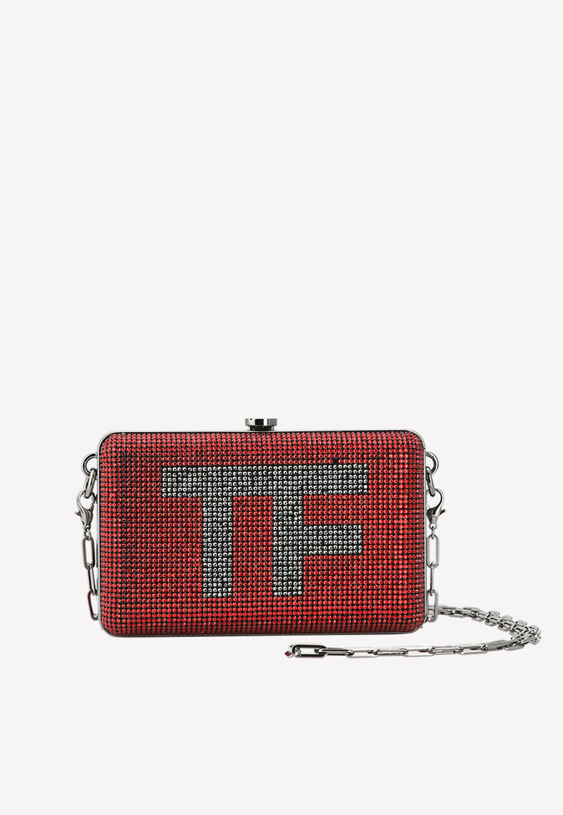 Mini TF Crystal-Embellished Box Clutch with Chain Strap Tom Ford Red L1128R-G01 CRK