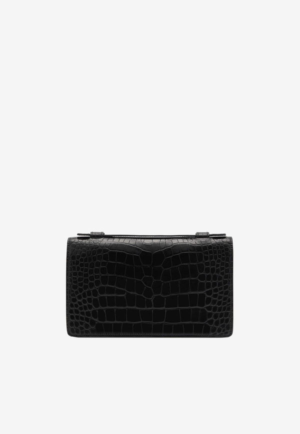Tom Ford Jennifer Crossbody Bag in Croc Embossed Leather L1667-LCL317G 1N001 Black