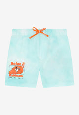 Dolce & Gabbana Kids Baby Boys Printed Swim Shorts Sky Blue L1J818 G7BXS HC3LC
