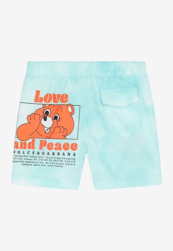 Dolce & Gabbana Kids Baby Boys Printed Swim Shorts Sky Blue L1J818 G7BXS HC3LC