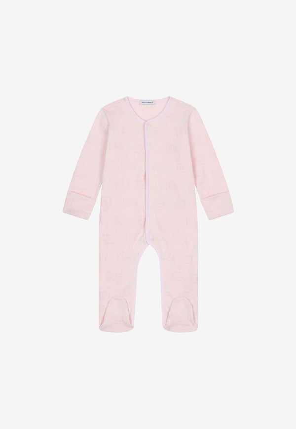 Dolce & Gabbana Kids Baby Girls Jacquard DG Logo Onesie Gift Set Pink L1JG24 G7EY9 F3721