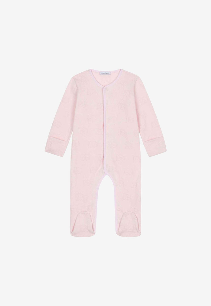 Dolce & Gabbana Kids Baby Girls Jacquard DG Logo Onesie Gift Set Pink L1JG24 G7EY9 F3721