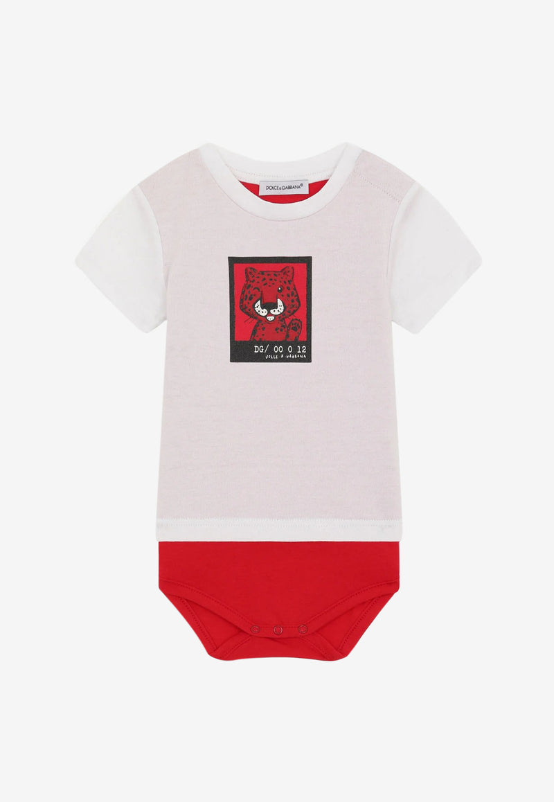 Dolce & Gabbana Kids Baby Boys Mini Leopard Print Onesie L1JO3F G7B2G W0800 White