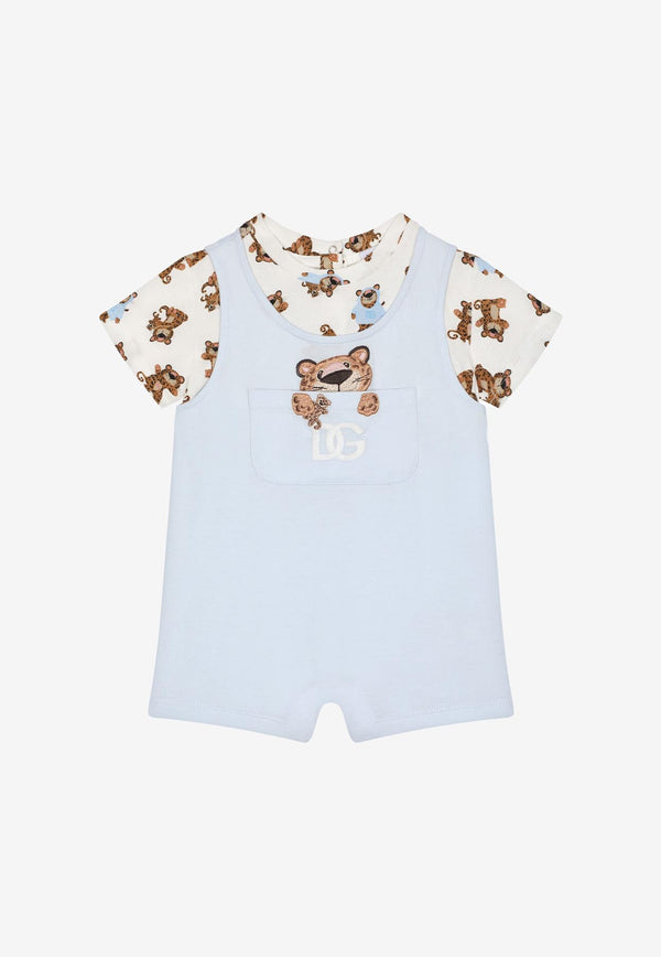Dolce & Gabbana Kids Baby Boys Leopard-Print Jersey Onesie Multicolor L1JO4X G7G3S HAYFC