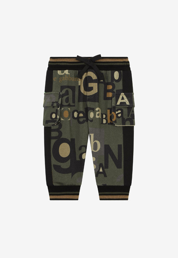 Dolce & Gabbana Kids Baby Boys Logo Lettering Cargo Pants L1JPEW HS7HJ HK3JK Khaki