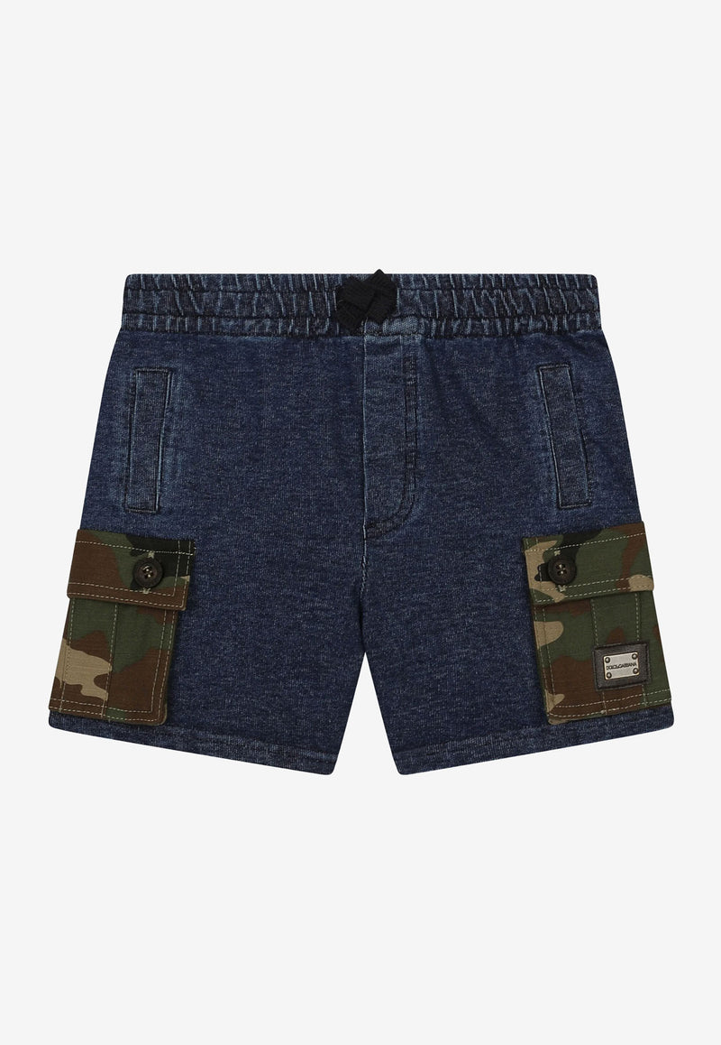 Dolce & Gabbana Kids Baby Boys Camouflage Cargo Denim Shorts L1JQJ9 G7BVO S9000 Blue
