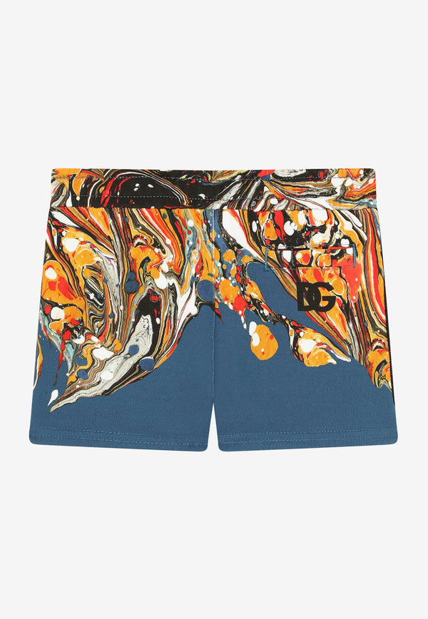 Dolce & Gabbana Kids Baby Boys Marbled Print Shorts L1JQK5 G7BZV HO3IP Blue