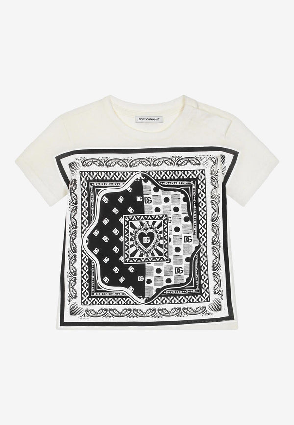 Dolce & Gabbana Kids Baby Boys Bandana Print T-shirt Monochrome L1JTDM G7E9N W0001