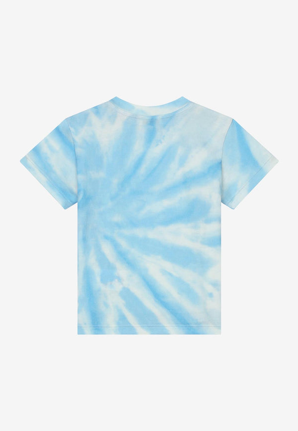 Dolce & Gabbana Kids Baby Boys Tie-Dye T-shirt with DG Logo Print Blue L1JTDM G7G5N HC4CK