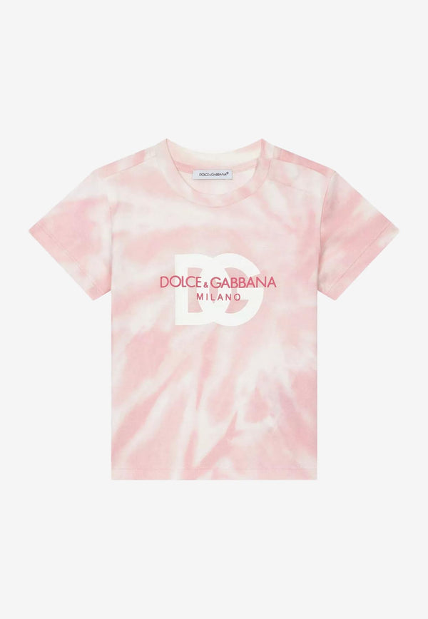 Dolce & Gabbana Kids Baby Boys Tie-Dye T-shirt with DG Logo Print Pink L1JTDM G7G5N HF4CK