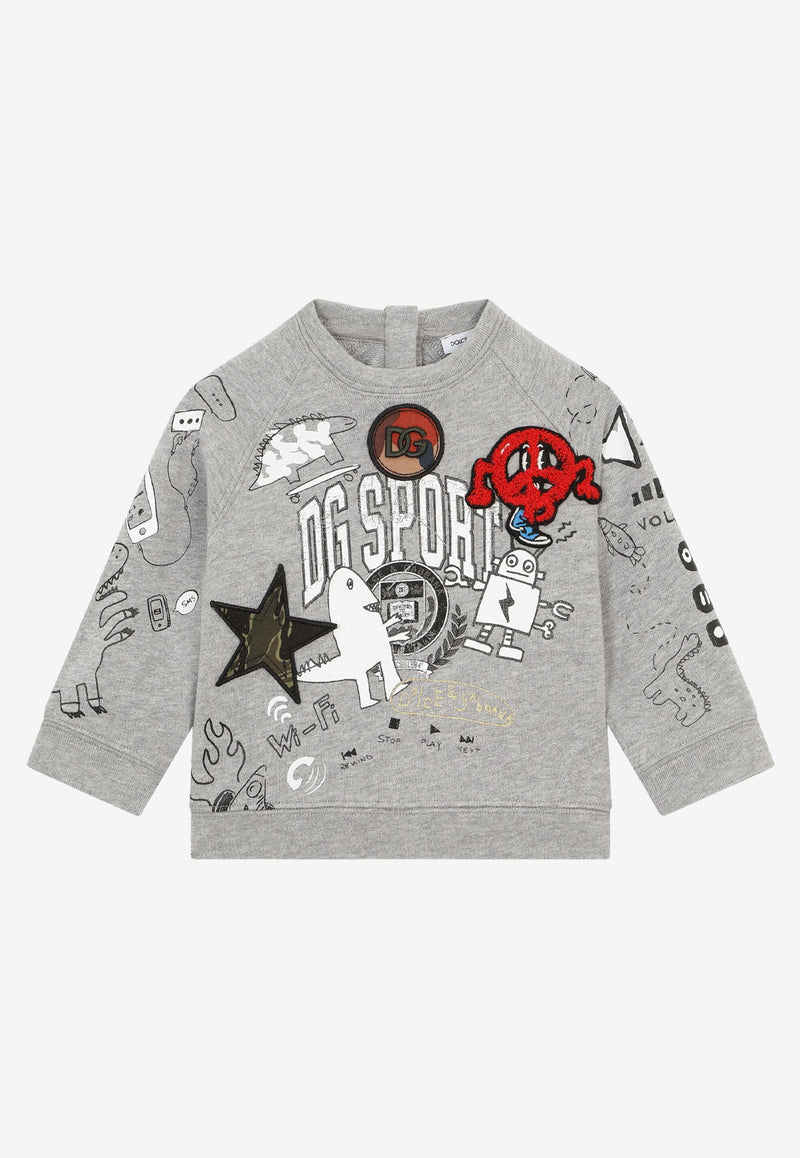 Dolce & Gabbana Kids Baby Boys DG Sport Print Sweatshirt  Grey L1JWDE G7B1G S8290