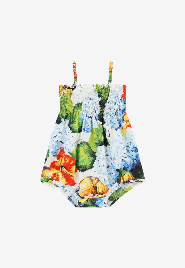 Dolce & Gabbana Kids Baby Girls Hydrangea Print Romper Suit Multicolor L21O70 HS5MF HA3JA