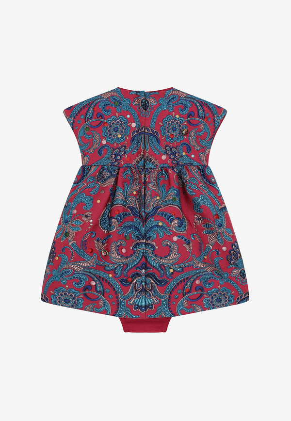 Dolce & Gabbana Kids Baby Girls Lurex Jacquard Floral Dress Multicolor L23DD6 FJOCN S8350