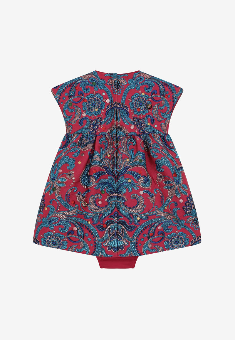 Dolce & Gabbana Kids Baby Girls Lurex Jacquard Floral Dress Multicolor L23DD6 FJOCN S8350